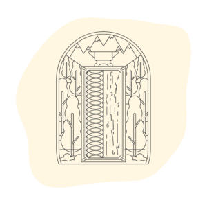 pictogramme ensemble de materiaux : bois, ressort etc